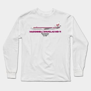 McDonnell Douglas MD-11 - Thai Airways "Old Colours" Long Sleeve T-Shirt